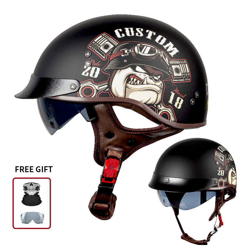 หมวกกันน็อคมอเตอร์ไซค์แบบเปิดห - Vintage Open Face Retro Helmet บทวิจารณ์และราคา