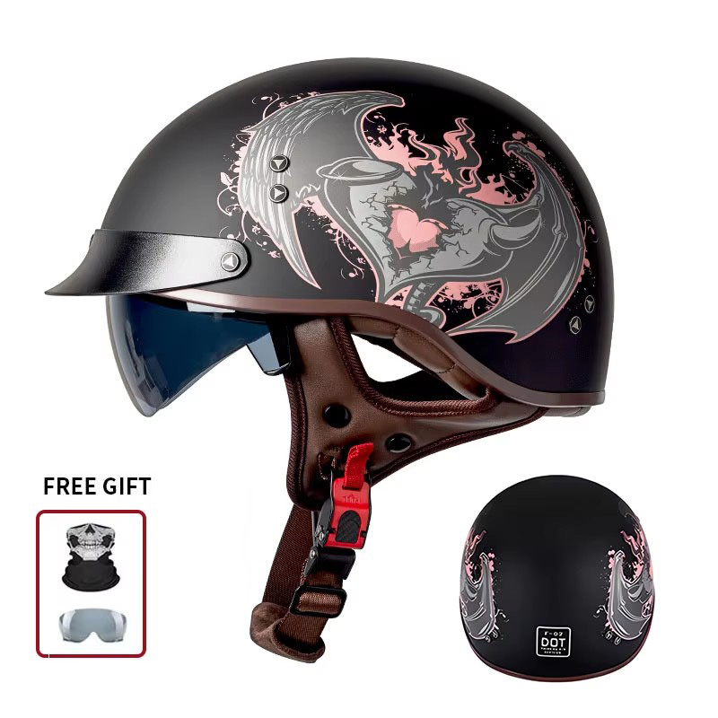 หมวกกันน็อคมอเตอร์ไซค์แบบเปิดห - Vintage Open Face Retro Helmet บทวิจารณ์และราคา