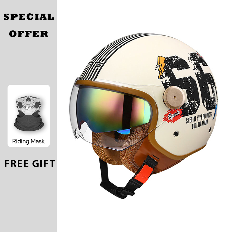 หมวกกันน็อคแบบเปิดหน้าสไตล์เรโ - Vintage Open Face Retro Helmet บทวิจารณ์และราคา