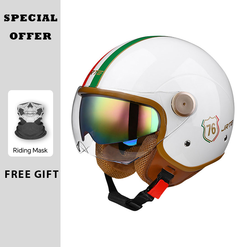 หมวกกันน็อคแบบเปิดหน้าสไตล์เรโ - Vintage Open Face Retro Helmet บทวิจารณ์และราคา