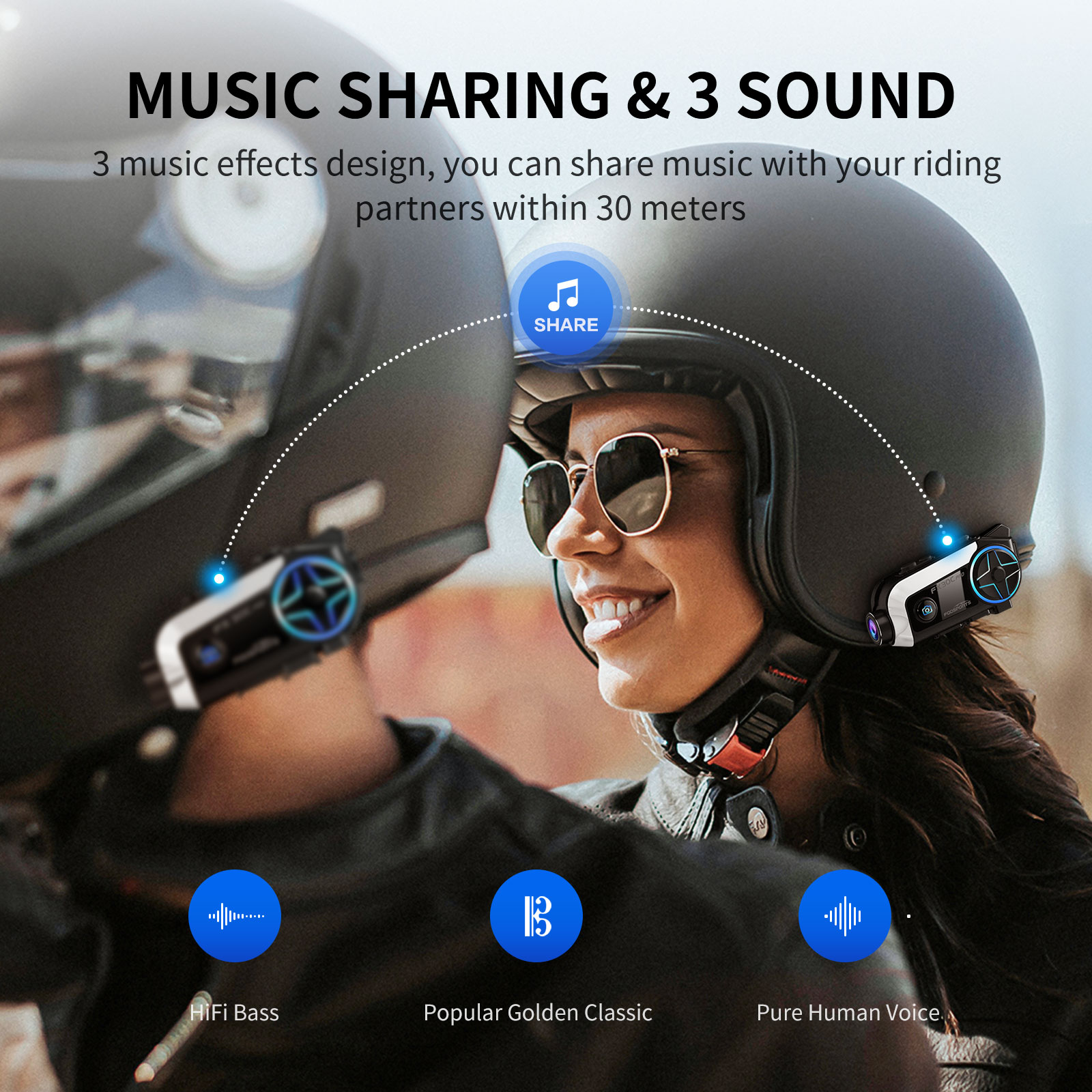 ชุดหูฟังบลูทูธสำหรับมอเตอร์ไซค - Universal Motorcycle Helmet Intercom Headset บทวิจารณ์และราคา